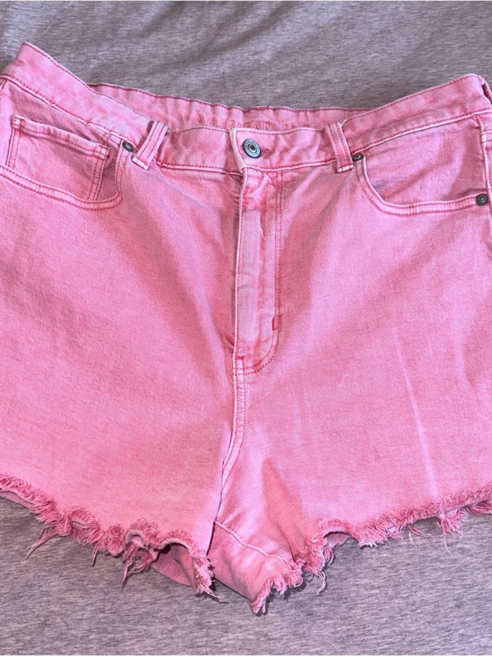 High-Rise Pink Cutoff Denim Shorts